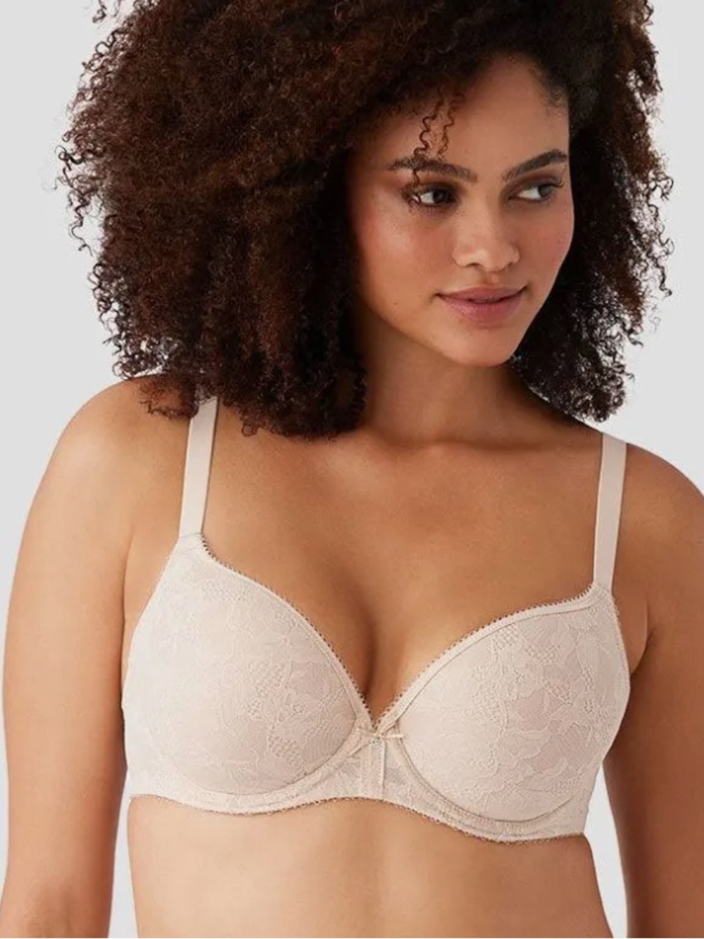 NEW Wacoal Lace Finesse T-Shirt Bra 34B sand tan 853201 NWOT